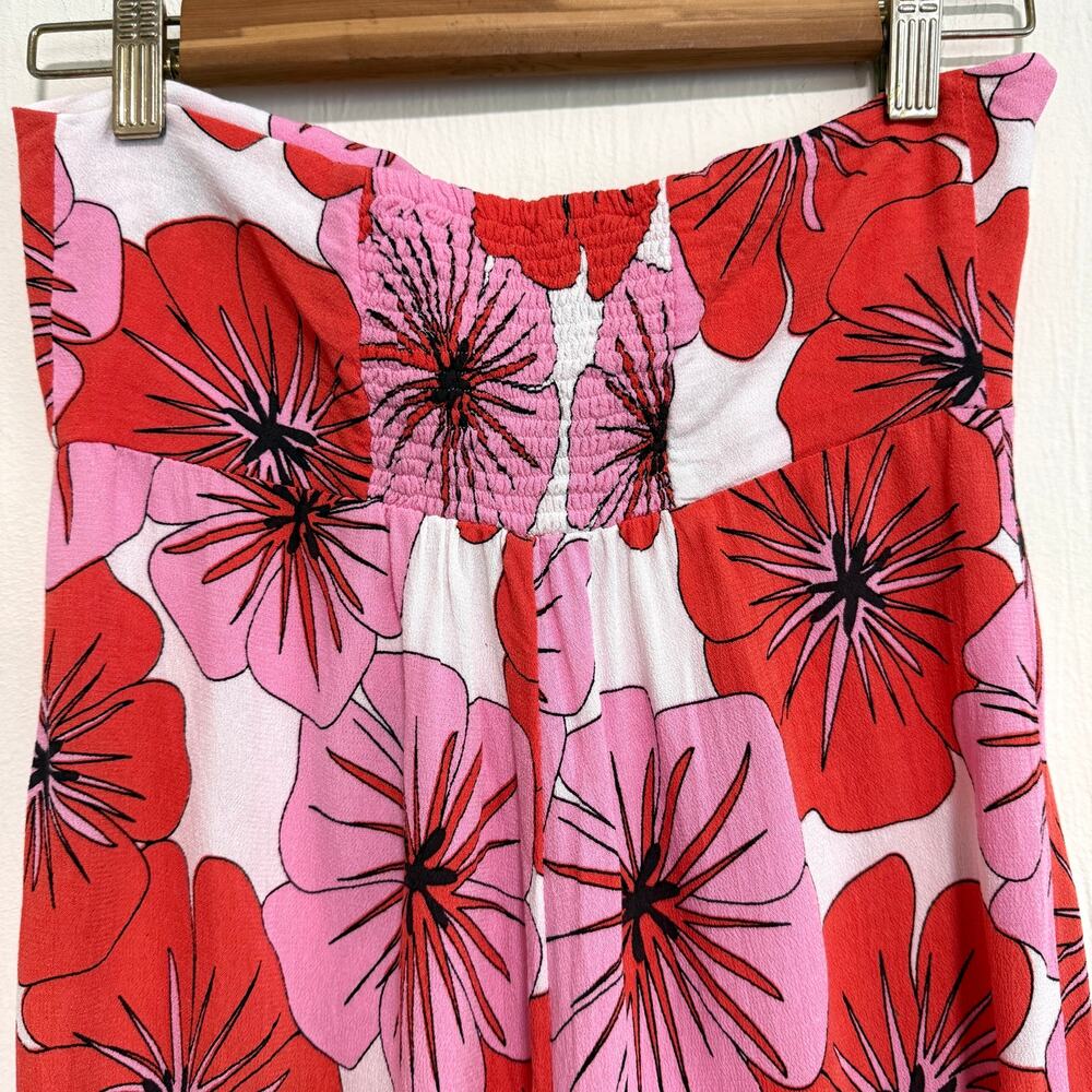 Ava Sky Womens Floral Jumpsuit XS Pink Red Halter Hawaiian Beach Tropical - Picture 8 of 9